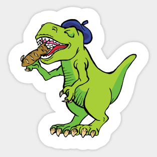 T-Rex Loves French Bread Kitty Sticker